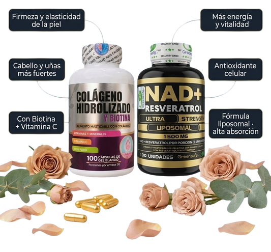 Combo Antiedad — Colágeno + Biotina & NAD⁺ Resveratrol