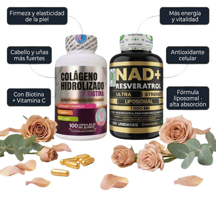Combo Antiedad — Colágeno + Biotina & NAD⁺ Resveratrol